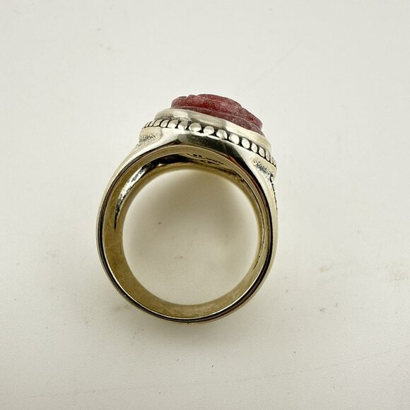 Carolyn Pollack Ring Pink Rose Floral Flower Rhodonite Carved 6 Sterling Silver - Picture 6 of 9